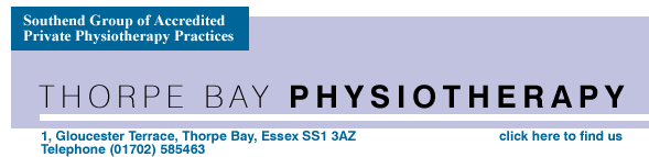 Thorpe Bay Physiotherapy, 1, Gloucester Terrace, Thorpe Bay, Essex SS13AZ. Telephone 01702 585463